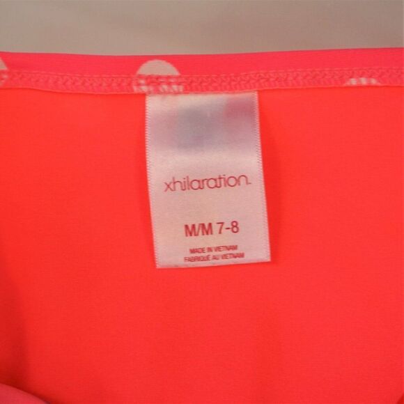 Girls Xhilaration Swim Bottoms Neon Pink Polka Dot With Stipes Size M ( 7- 8) - Picture 3 of 4